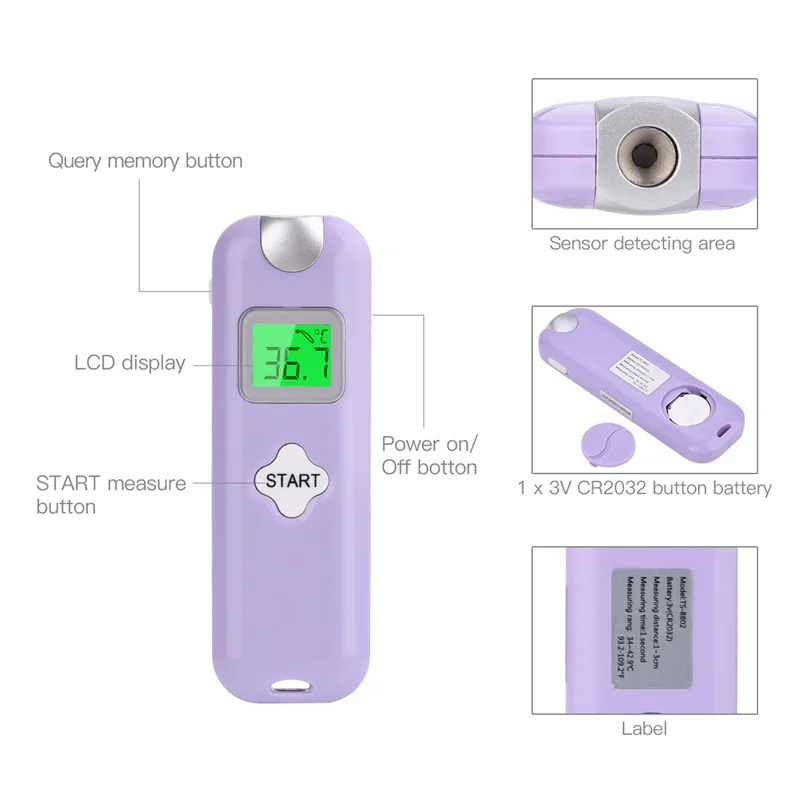 Налобный термометр для младенца бесконтактный инфракрасный пистолет-термометр для взрослых цифровой термометр для температуры цветной предупреждающий семейный уход за здоровьем 31