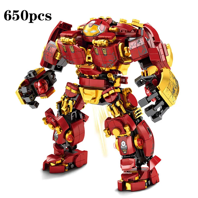 Billig Neue ankunft Marvel Avengers Super Heroes Iron Man Rüstung krieger Hulkbuster krieg maschine Bausteine Spielzeug Für kinder Geschenke