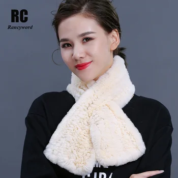 

[Rancyword] 100% Real Rabbit Fur Scarf Lady Luxury Natural Fur Scarf 2018 Brand New High Quality Winter Scarves For Women RC1351