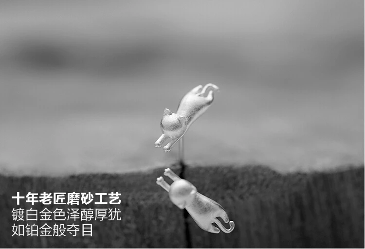 Женские серьги гвоздики из серебра 925 пробы с котом|cat stud earrings|fashion earringsstud earrings |