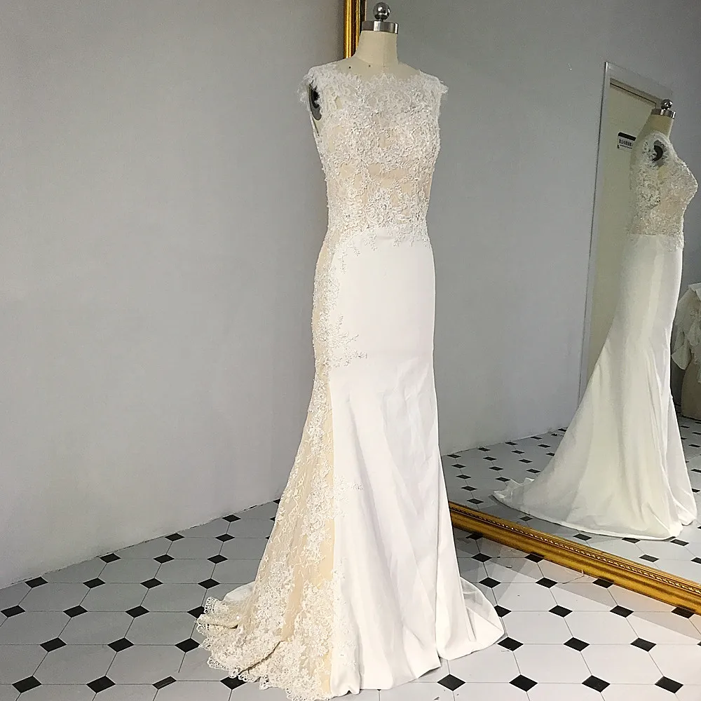 Rsw1431 Sleeveless V Neckline Back Mermaid Lace Ivory And