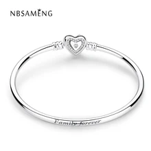 Новые Аутентичные стерлингового серебра 925 Семья навсегда застежка основной браслет проложить кубического циркония DIY Для женщин украшения подарок