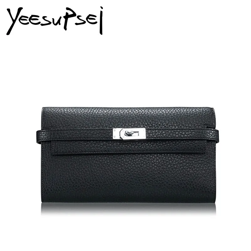YeeSupSei Длинный кошелек из натуральной кожи известный бренд Роскошный кошелек для леди держателя карты замок сумка, кошельки элегантный