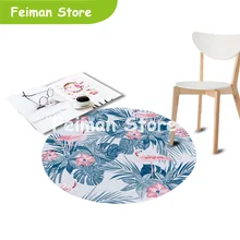 Фламинго Печатный коралловый бархатный коврик на стул и на пол большой круглый ковер для гостиной детской спальни тропические растения наружные коврики
