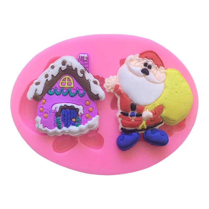 

Christmas House Santa Claus Silicone Mold Fondant Cake Decoration Lollipop Silicone Baking Mold Silicone Form For Soap SK082153
