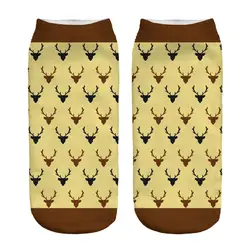 Забавные 3D печатных Low Cut носки до лодыжки милые животные Рождество голова оленя короткие носки для Для женщин Для мужчин унисекс 2018 новое
