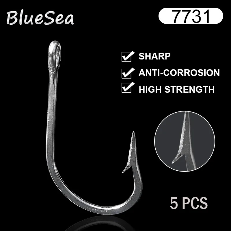 

7731 5 Pcs/Pack Stainless Steel Fishing Hooks Sea Big Game Fish Hooks Sea Large J Type Fish Hooks Tuna Bait Large Fish Hooks
