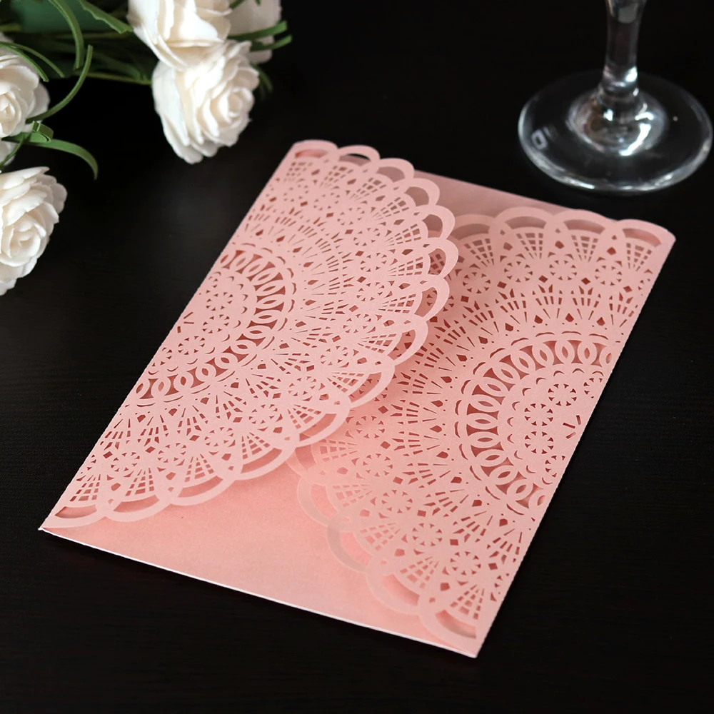  10pcs/set Laser Cut Wedding Invitation Cards Luxury Flora Lace Business Party Invitation Cards Eleg - 32960211688