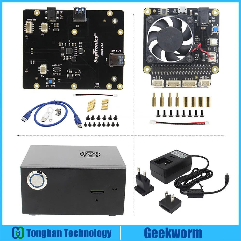 

Raspberry Pi X820 2.5" SATA Storage Board + X735 Power Management Board + Power Supply+Metal Case for Raspberry Pi 3B+/3B/ROCK64