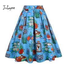 Julyee/винтажная юбка с принтом Свинг на Хэллоуин, рождественские вечерние юбки миди с высокой талией, повседневные женские короткие юбки, женская одежда в готическом стиле