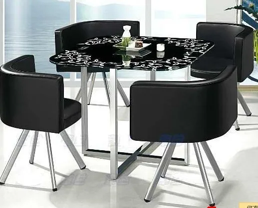 Table And Four Chairs And Coffee Station Square Glass Dining Table