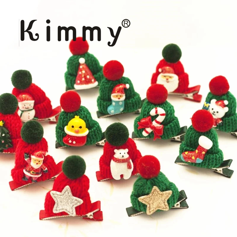 

100pcs Kids Girls Hat Shape Hairpin Christmas Hair Clip Accessories Mix styles