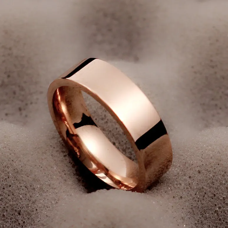 6 мм 316 титановое кольцо из нержавеющей стали розовое золото обручальные очаровательные кольца для мужчин и женщин