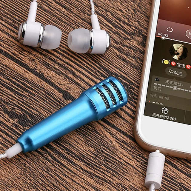 2018 Top Sale Mini Karaoke Condenser Microphone With Earphone For Phone Computer Mini Microphone With Earphone 3.5 plug