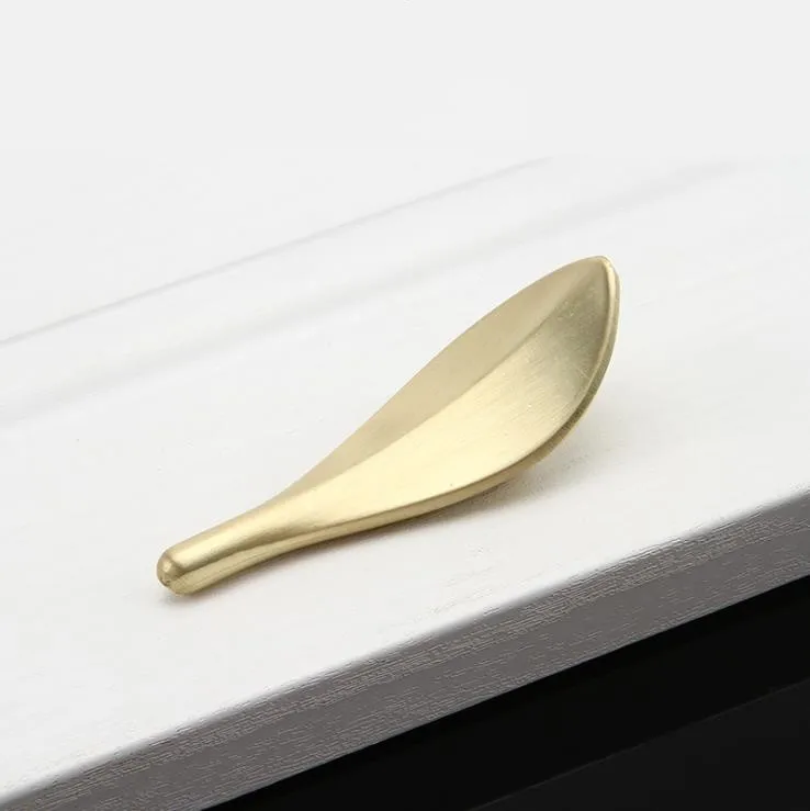 LCH в скандинавском стиле, латунные цветные ручки в форме золотых листьев, дверные ручки для мебели, ручки для простой жизни, ручка золотого цвета