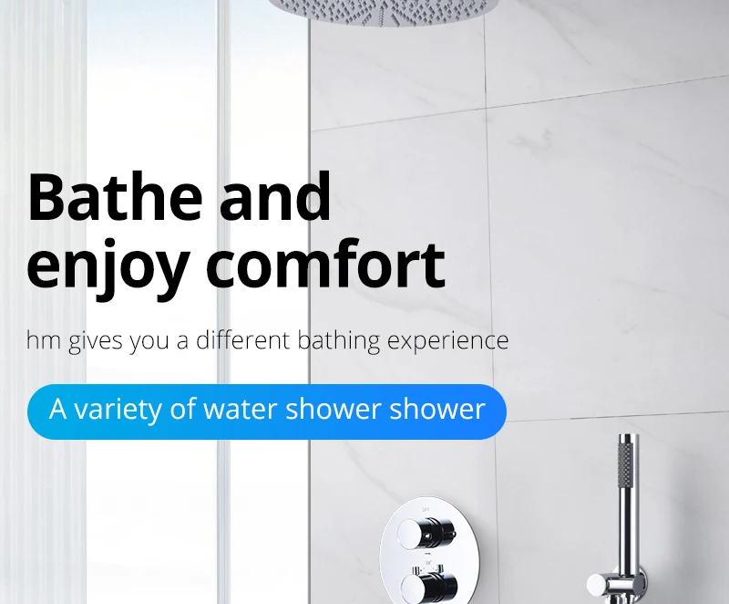 Thermostatic Dual Shower System 10inch brass Shower set (17)