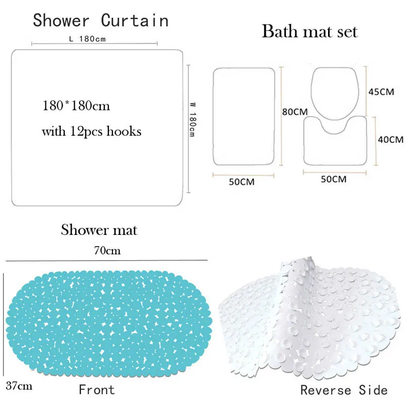 F 5 шт. Набор ковриков для ванной подвесной водонепроницаемый душевой занавес с 12 крючками Противоскользящий коврик для ванной комнаты Набор продуктов