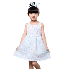 

Summer Knee-Length Sleeveless Printed Pattern Cotton Girl Dress Clothes Children Kids A-Line O-neck Dress