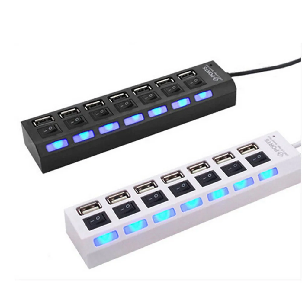 

2.0 USB Hub with Power Adapter Charger External Power Splitter 7 in 1 2.0 USB Hub with Cable Ethernet Splitter Computer Hubs