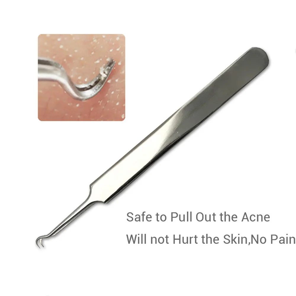 

3 pcs/lot Practical Acne Needle Tweezers Blackhead Pimples Removal Pointed Bend Gib Head Face Care Tools Comedone Acne Extractor