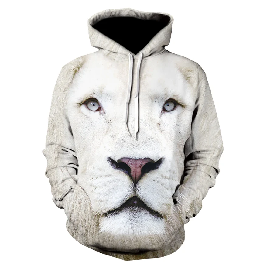 

Men's 3d white tiger head hoodie with a new animal-print hoodie for fall, and 2019 brand hoodie with a stylish tracksuit street