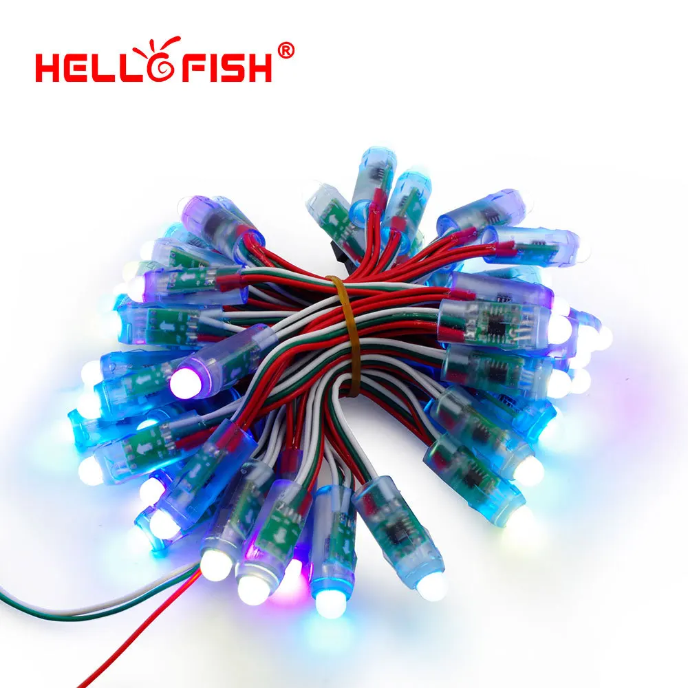 Hello Fish 12 мм WS2811 полноцветный пиксельный модуль DC5V IP68 водонепроницаемый точечный светильник для рекламы 50 шт./лот