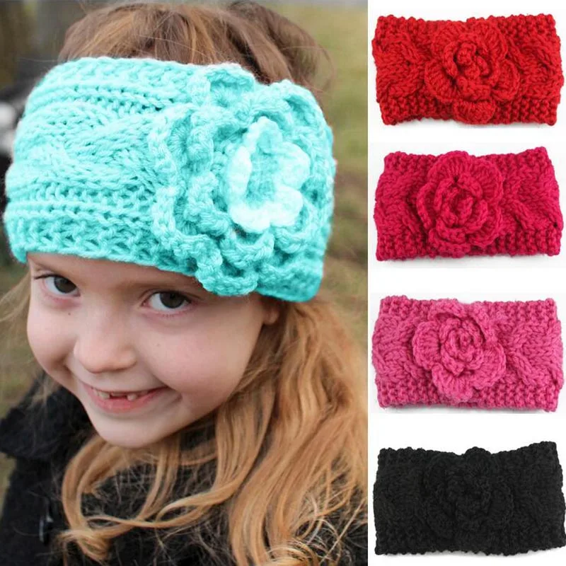 New winter baby headband knitted wool flower baby hair accessories