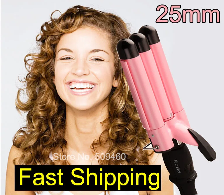 W529B Hot Sale 25 mm Professional Ceramic Triple Barrel Waver Hair