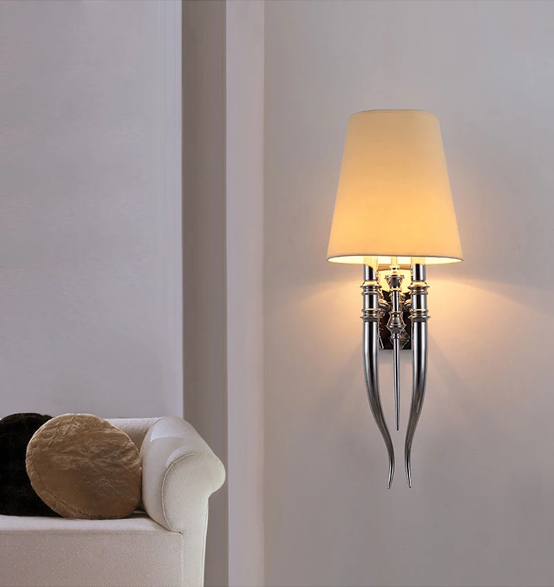 Modern Iron Claw Horn Cloth LED Wall Light Bedroom Bedside Wall Lamp Dining Living Room Wall Sconce Light Fixtures (18)