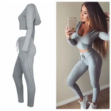 Для женщин спортивный бюстгальтер пикантные однотонные Фитнес тренировочный костюм укороченный верхние Леггинсы Набор для йоги и спорта тренировки Спортивная одежда для бега