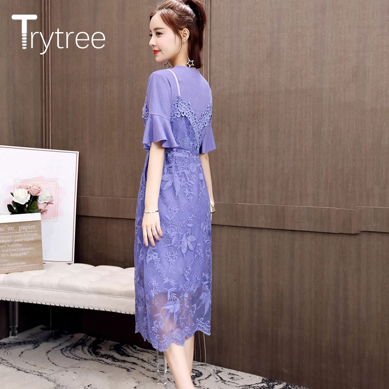 Женский комплект из двух предметов Trytree фиолетовый Повседневный Топ с длинным