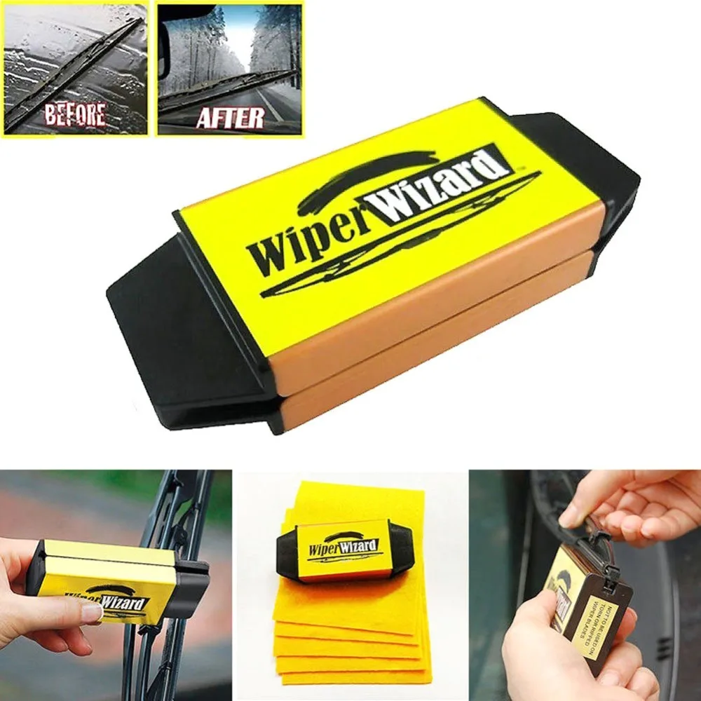 

Car Cleaner Windscreen Wiper Wizard Windshield Wiper Blade Restorer Cleaner with 5 Wizard Wipes car wiper blade repair tool