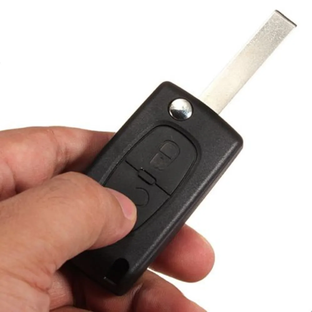

New 2 Button Car Key Folded Case Shell Uncut Blade for Peugeot 207 307 407 308 hot selling