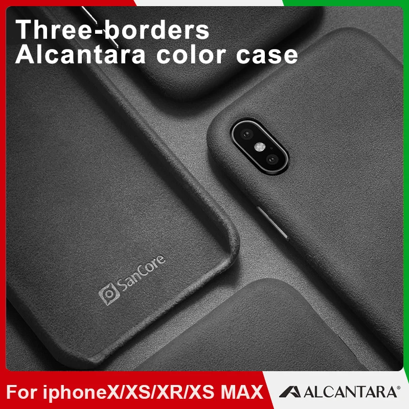 

SanCore iPhone X XS Max phone Case Leather ALCANTARA Fasion Business Anti-fall Leather Luxury premium cellphone Anti-wear Suede