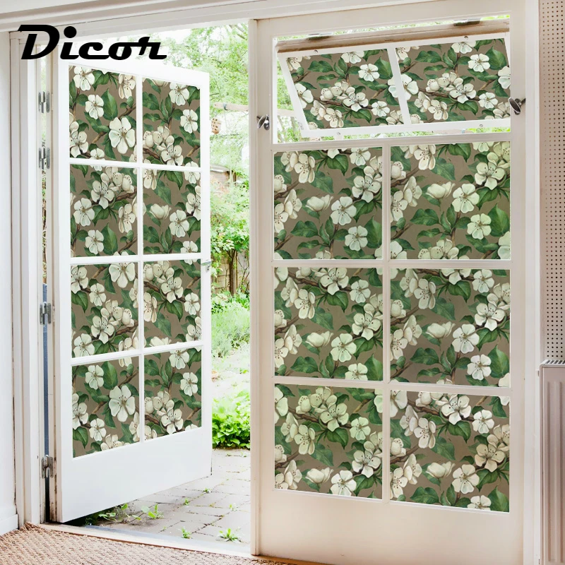 200cm Stained Glass Film Flowers Window Decorative Films For Livingroom