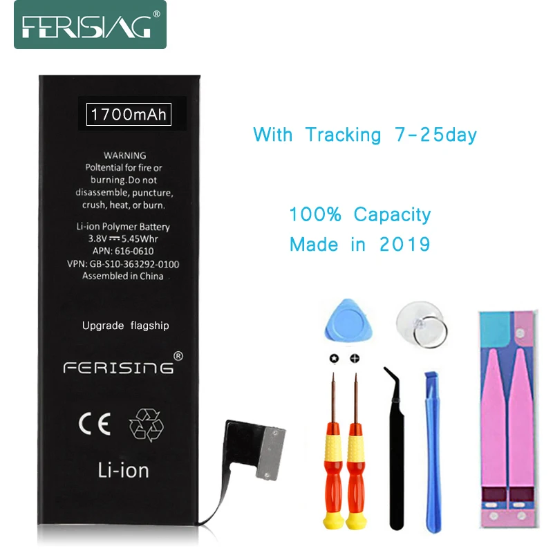 

1700mAh FERISING High Capacity Battery For iPhone 5 5G 5S 5C SE Phone Polymer Internal bateria Replacement Batteries for iPhone5