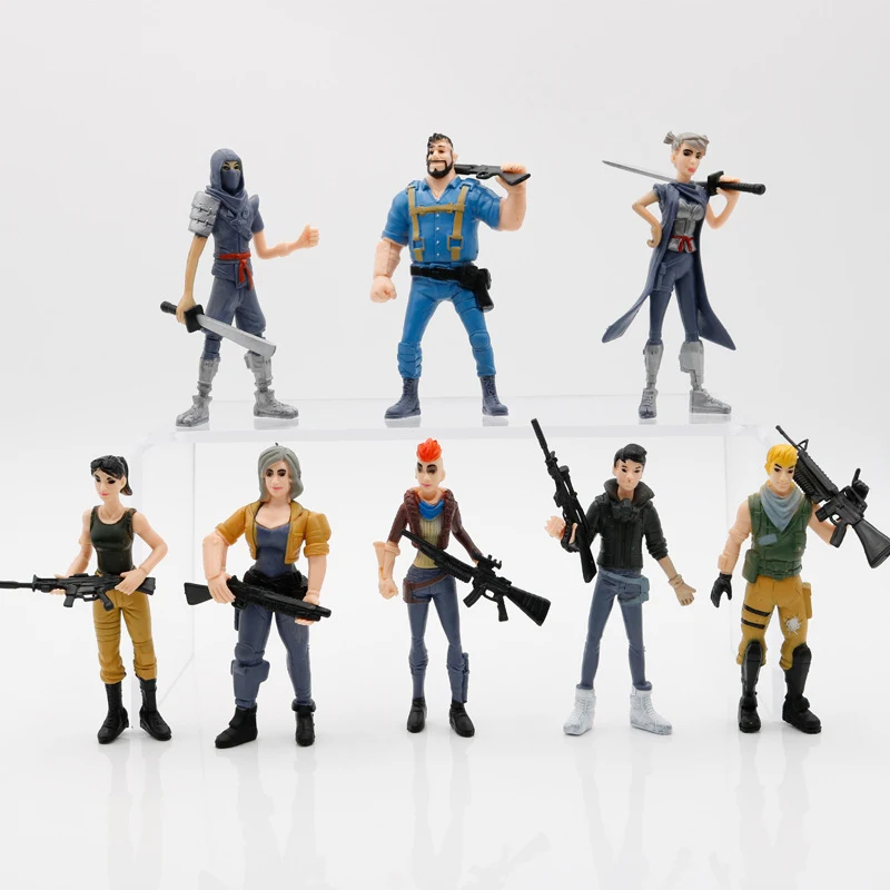 

8 pcs / set fortnight Battle Royale game hot PVC action figures toys two weeks battle Royale fortress character game Model figur