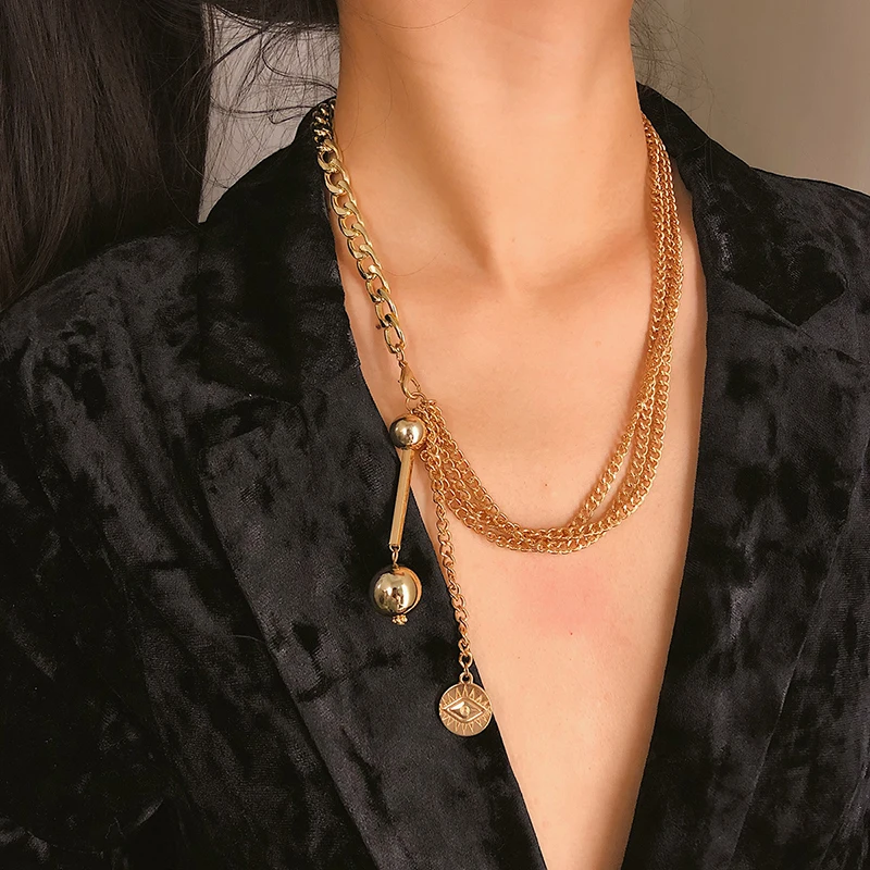 

AE-CANFLY 2019 New Fashion Long Fringed Devil's Eye Item Chain Female Simple Creative Chain Custom Necklace