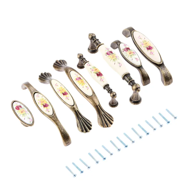 Best Price DRELD Vintage Ceramic Furniture Handles Flower Cabinet Cupboard Wardrobe Drawer Closet Pull Knobs Kitchen Furniture Hardware Best Price DRELD Vintage Ceramic Furniture Handles Flower Cabinet Cupboard Wardrobe Drawer Closet Pull Knobs Kitchen Furniture Hardware