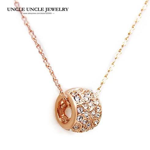 

Lucky For You Rose Gold Color Clear Zirconia Studded Barrel-Shaped Style Woman Pendant Necklace Wholesale Christmas Gifts