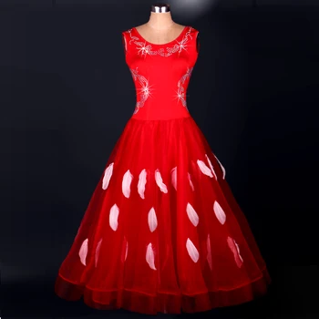 

Luxury Feather Ball Dance Dress Competition Modern Performance Clothing