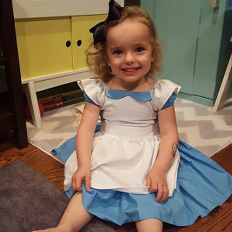Платье для маленьких девочек в стиле Alice in Wonderland костюм косплея платье