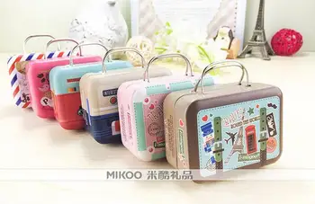 

360PCS 75*35*55mm Small Tin Vintage Party Rectangle Handbag Suitcase Luggage Shaped Candy Box Wedding Favor Gift Boxes