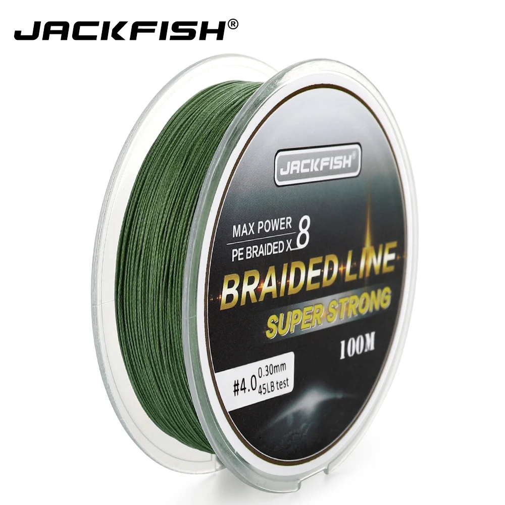 JACKFISH 100 M 8 ستراند PE مضفر خيط صنارة الصيد 10-80LB PE خيط صنارة الصيد مع حزمة الكارب الصيد المياه المالحة قوي مضفر سلك