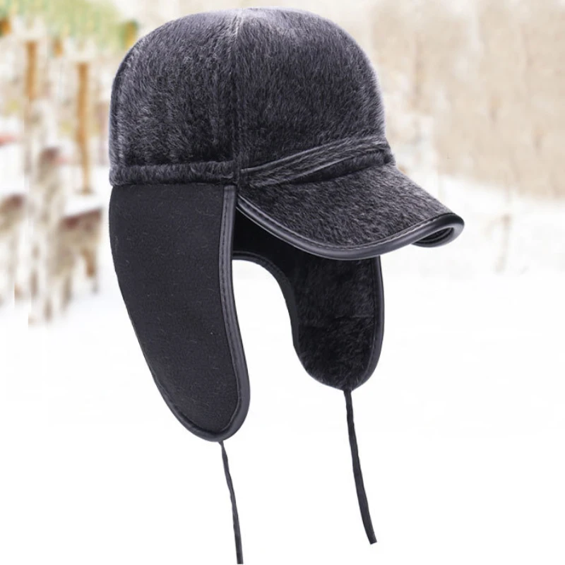 

HT727 New Men Winter Fur Hats Warm Russian Hats Casual Ear Protect Earflap Cap Fancy Trapper Hats Gorras Casquette Swag