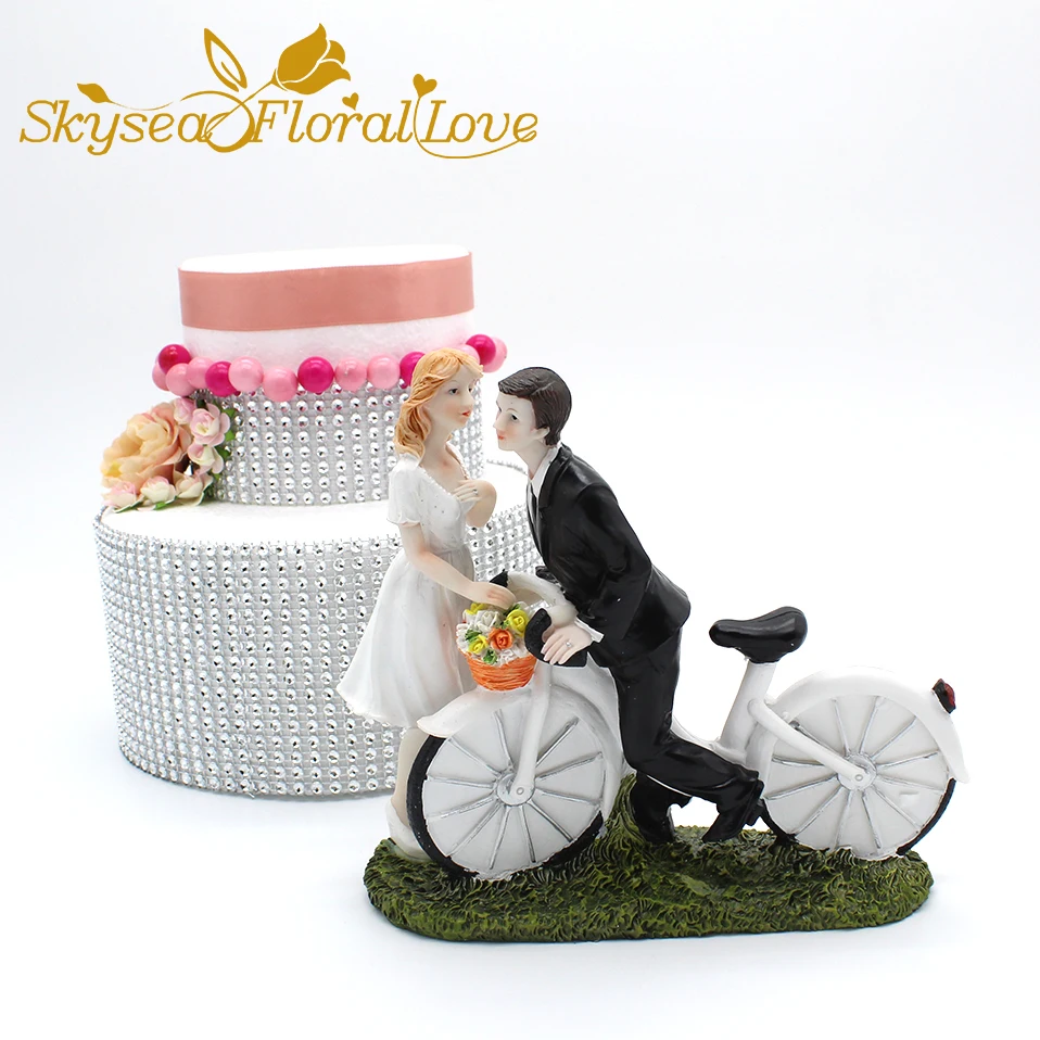 Свадебный Торт Топперы Жених невесты романтического велосипеда, автомобиля любовь события вечерние принадлежности украшение для свадебного торта