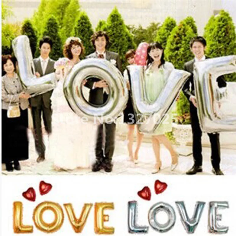 4pcs lot love balloons gold silver letters valentines day big foil big gold letter balloons