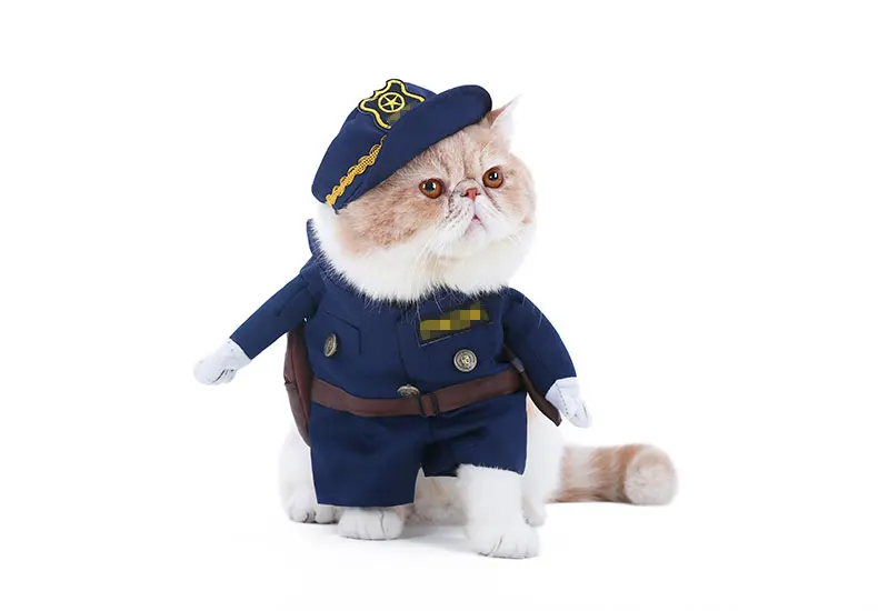 Pet стоя костюм полицейский Косплэй одежда для маленький средний Товары для кошек Товары для собак Щенок партия Хэллоуин куртка пальто Костюмы