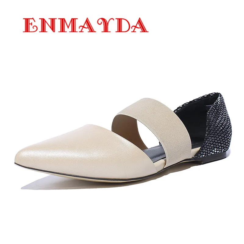

ENMAYDA Soft Leather Women Flats Spring/Autumn Casual Shoes Woman 2 Colors Pointed Toe Flats Slip-on New Women Flats Shoes