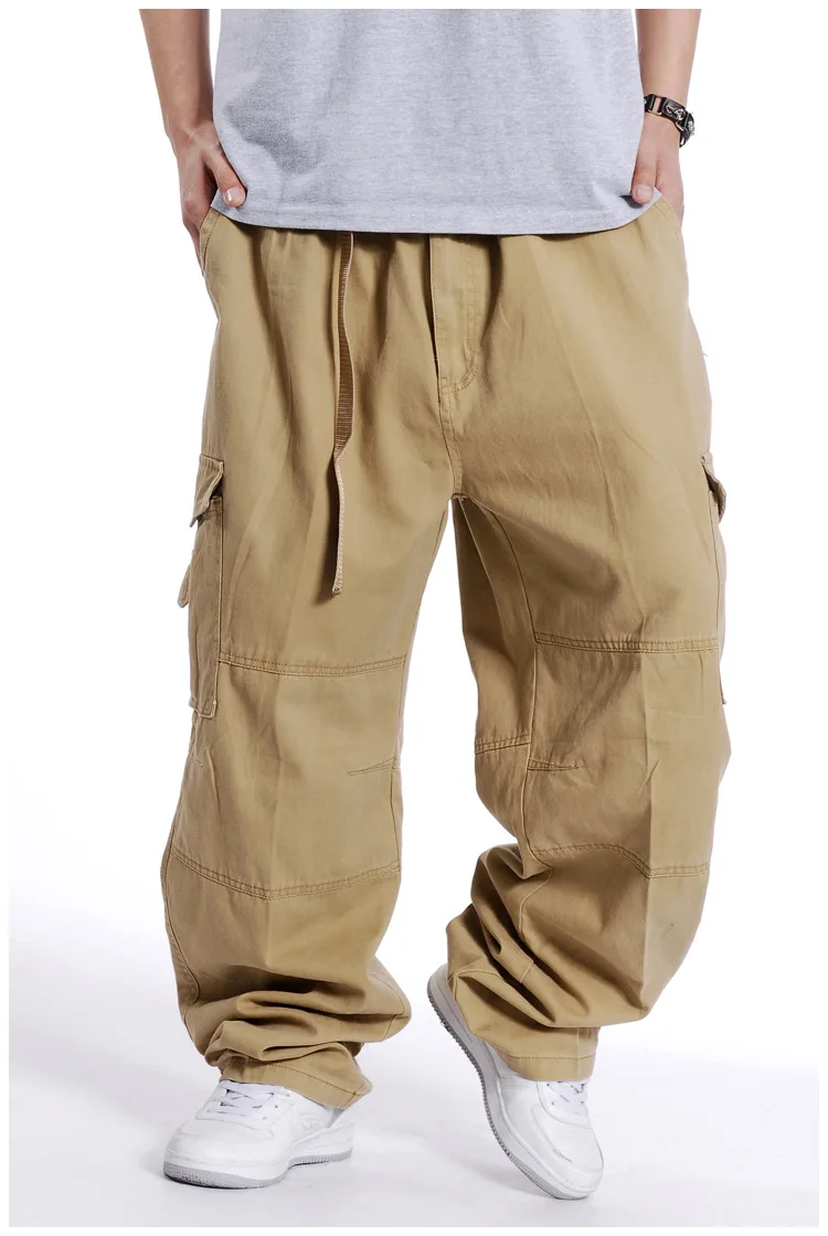 Stile militare Loose Fit Baggy Cargo Pantaloni Uomo pantaloni Multi Tasca  Pantaloni Cargo Per Gli Uomini Casual Cotone Pantaloni Diritti Dei Pantaloni  Size 3XL|multi pocket cargo pants|cargo pants for menbaggy cargo pants